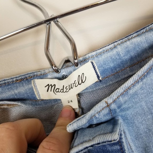 Madewell pieced patchwork denim mini skirt, size 24 - Picture 4 of 8